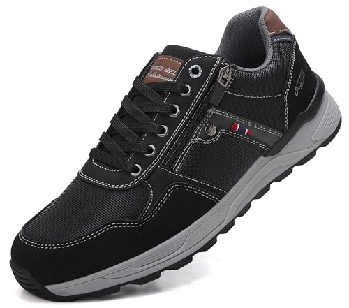 ARRIGO BELLO Sneaker Schuhe Herren Reißverschluss Freizeitschuhe rutschfest Halbschuhe Outdoor Leichte Turnschuhe für Männer 41-46(Schwarz,43)