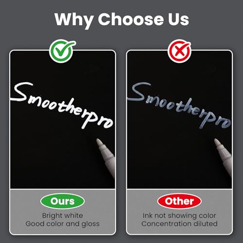 SMOOTHERPRO Weiße Permanentmarker | 1,0 mm Spitze wasserfeste weiße Stifte schnelltrocknende Stoffmarker | für Kleidung Glas Metall Steine Felsmalerei Keramik Holz Leinwand (PWM01-1) 1 Stück