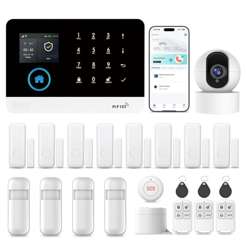 Alarm System for Home Security,22Piece Wireless Security System with WiFi+GSM/4G & 2K HD Camera,Phone App Control,Instant Alerts & Auto Alarm Dial,Compatible with Alexa,NO Monthly Fees