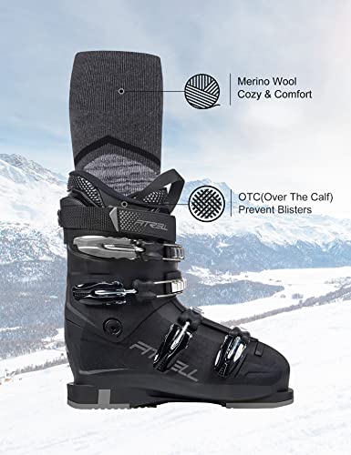 Fitrell 2 Pack Women's Ski Socks With Full Cushion Wool Winter Thermal Knee High Warm Socks For Skiing Snowboarding, Grey, Small #TOP5