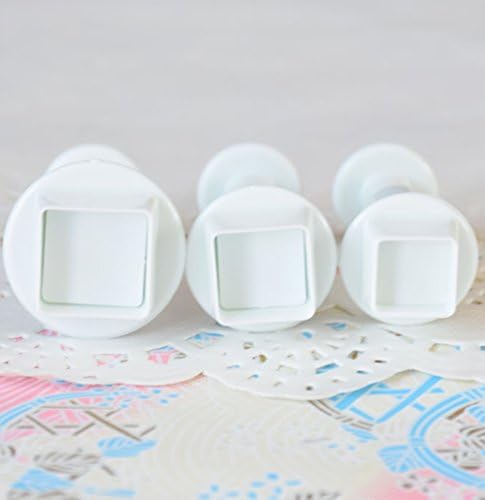 KALAIEN 3Pcs Square Plunger Cutters Set Fondant Sugarcraft Decorating Cutters Tools-Tiny(0.6")