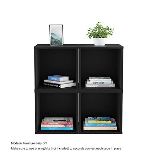 Lavish Home End Stackable Contemporary Minimalist Modular Cube Accent Table Or Shadowbox For Bedroom, Living Room Or Office (Black) #TOP6