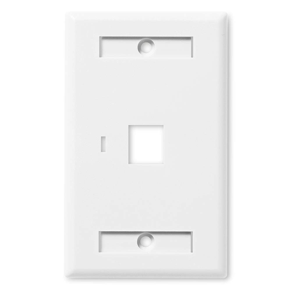 NavePoint Keystone Jack Wall Plate 1-Port, Low Profile, Single Gang, White, 10-Pack