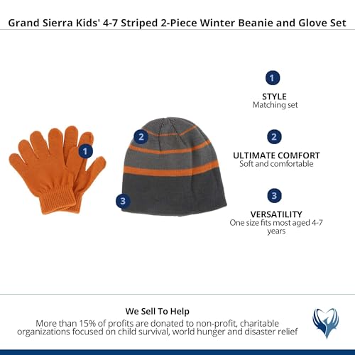 Image of Girl's 4-6x Striped 2-Piece Winter Beanie and Glove Set