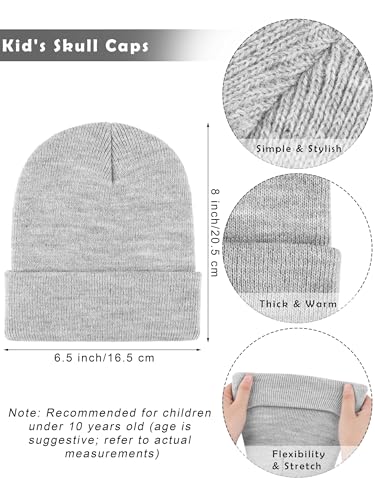 Image of Cooraby 6 Pack Kid's Winter Beanies Hat Full Fingers Gloves Set Skull Winter Caps Stretchy Gloves for Boys Girls