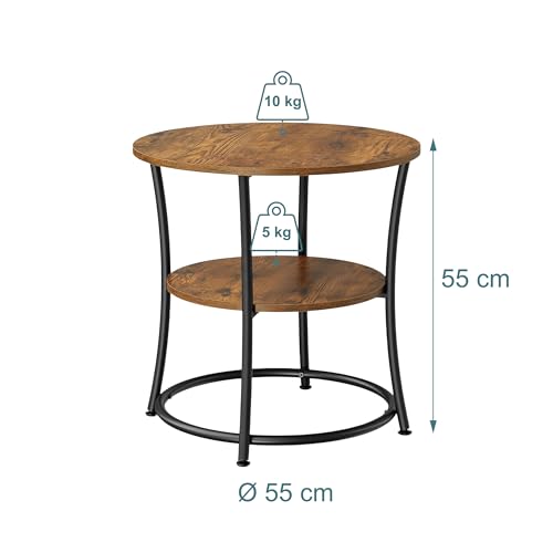 Mesa auxiliar redonda marrón oscuro para salón moderno de estilo industrial 4
