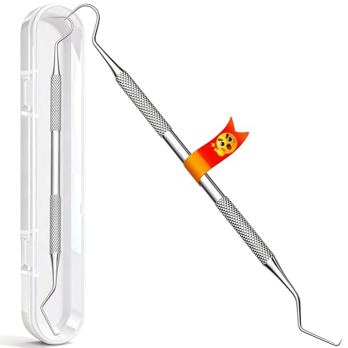 G.CATACC Dental Tool Metal Dental Pick Stainless Steel Tooth Scraper Plaque Tartar Remover for Teeth Cleaning Oral Care Hygiene Kit for Home Use - with Case