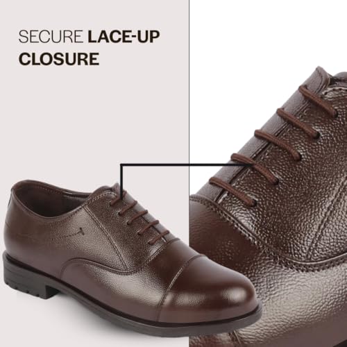Image of FAUSTO Men's Genuine Leather Formal Office Comfort Broad Feet Oxford Lace Up Shoes