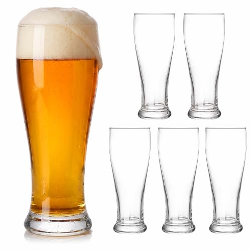 Relaxdays Bicchieri da birra, set da 6, 460 ml, alti per Weizen/Pils, lavabili in lavastoviglie, trasparenti
