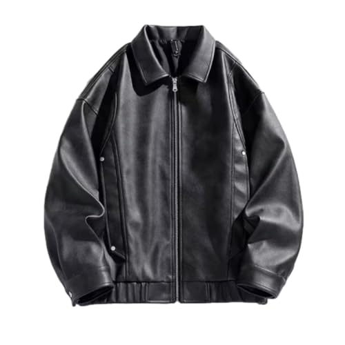 PANVER Übergangsjacke Herren Regular Fit Mit Taschen Einfarbig Langarm Jacke Klassisch Mode Casual Outdoorjacke E-Black XXL