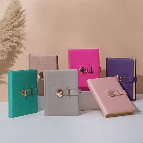 Miniatura 6 de Diario personalizado con cerradura en forma de corazón con llave, personalizable con nombre, diario con cubierta de piel sintética, organizador