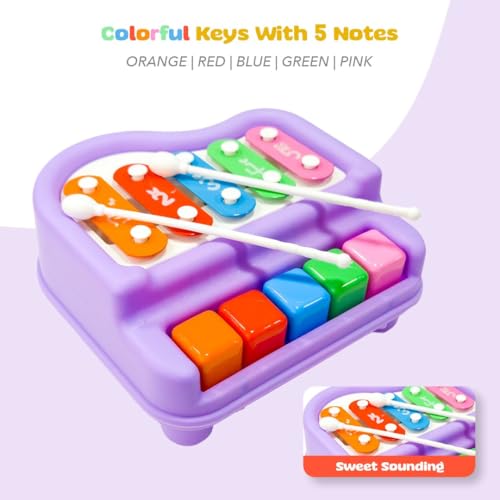 Image of 2-in-1 Piano & Xylophone Small Musical Toy for Kids, Colorful 5-Note Keys with Drumsticks, Battery-Free Musical Instrument Toy for Baby and Toddlers Ages 3+ Years (Paw Patrol)