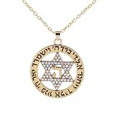 Feng Shui, Accesorios para niñas Collar de Estrella de David para Mujeres y Hombres, Colgante Hueco Redondo con hexagrama de circonio de Plata de Ley 925, Mujeres judías, Hombres