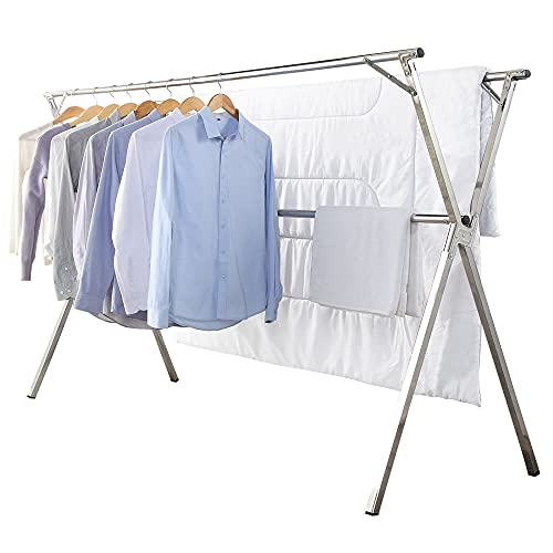 GISSAR Clothes Drying Rack for Laundry Foldable,Stainless Steel Laundry Drying Rack for Indoor Outdoor,Foldable Easy Storage Clothes Fack for Drying,Garment Rack Space Saving, 78 Inches
