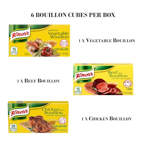 Knorr Bouillon Cubes 6 Extra Large Cubes Variety Pack - Chicken Bouillon, Beef Bouillon and Vegetable bouillon (3 Pack)|A Bundle By ZUVO - Thumbnail 2