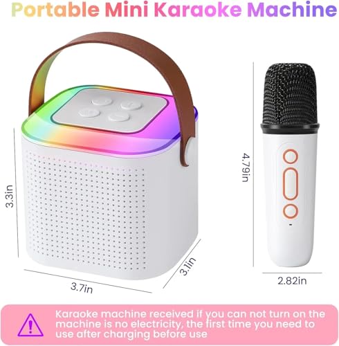 Image of Mini Speaker 10W Mini Speaker with Wireless Karaoke Mic, 8H Playtime,Voice Effects, Multi-Play Modes Type-C Charging Port BT Sport 5.1,Portable Set of-1 (Multicolor Black,White,Peach)