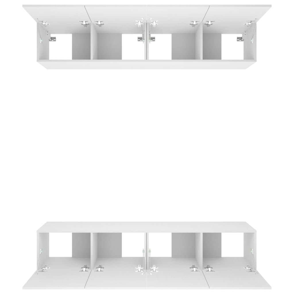 Mueble para TV colgante, juego de 4 unidades, color blanco, 80 x 30 x 30 cm, moderno estante colgante de madera, mesa de televisión, montaje en pared con puerta plegable para salón