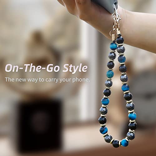 Image of Marble Beaded Phone Wrist Strap for Women, Detachable Design | 304 Steel Core, detachable phone wristlet with tether tab, keeps your phone secure for shopping, travel and daily use.
