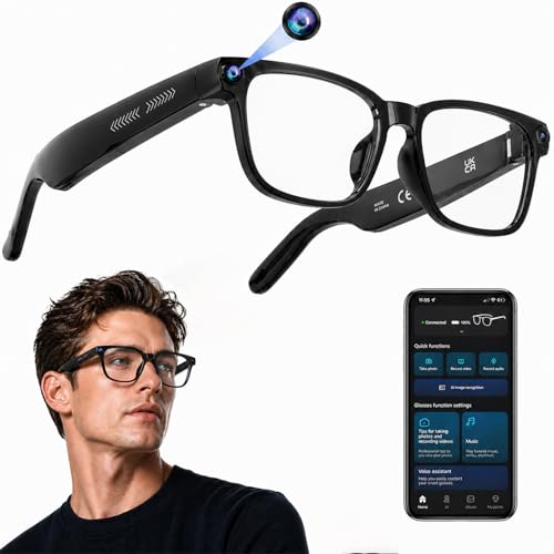 AI Smart Glasses with Camera, 4K HD Video & Photo Capture, Real-Time Translation, Recording Glasses...