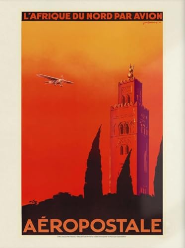 Affiche Vintage Air France L'Afrique du Nord par Avion 50x70 cm Style Années 30
