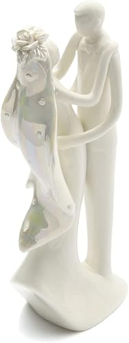 Miniatura 2 de OnePlace Gifts A Love Promise - Decoración para tartas de novia, novio, boda, pareja, compromiso, aniversario, porcelana blanca perla, 6.3 pulgadas