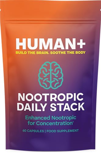 Human+ Nootropic Daily Stack - Nootropics Brain Supplement with Citicoline L-Tyrosine & B-Vitamins - Focus & Clarity Support - 60 Capsules 30-Day Supply - Focus Supplement for Men or Women