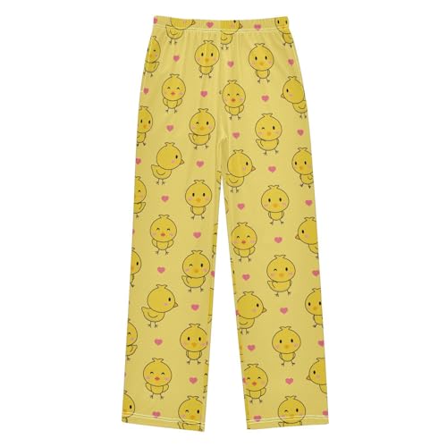 Chick Love Heart Boys Long Pants Soft Trousers Elastic Waist Kids Lounge Bottoms with Pockets S-XL