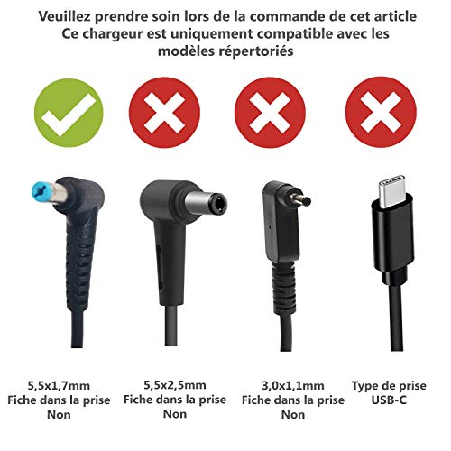 Chargeur Delta Electronics robuste pour ordinateur portable Acer Aspire V3 - 4