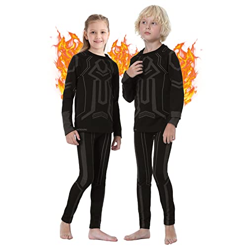 Feixiang Thermal Underwear For Kid, Long Johns Sets Base Layer Long Sleeve Shirts & Pants Boys Winter Ski Cold Weather Gear Grey Medium #TOP12