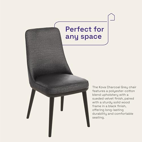 Image of Wakefit Kova Dining Chair - Charcoal Grey