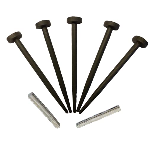 FlexiBorder Lawn Edging - 5 x BLACK Spare Garden Pegs and 2 x Connector Set - Garden Edging Border Replacement Pins for FlexiBorder
