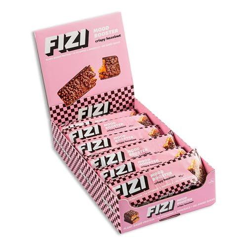 FIZI Barritas de CRISPY HAZELNUT - MOOD BOOSTER - Barritas Veganas Sin Azúcar Añadidas - Gluten Free