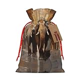 Bolsa de regalo de arpillera con cordón de elefantes asiáticos, bolsa de regalo de tela versátil, ideal para regalos de Navidad y mucho más