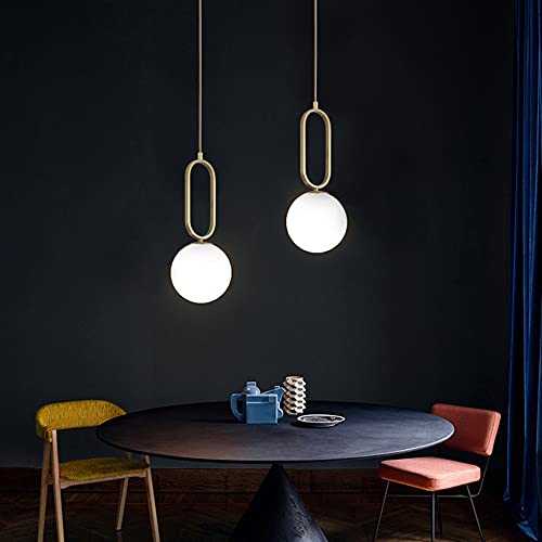 Lámpara colgante de vidrio globe de 1 luces dorada para techo de baño y cocina 3