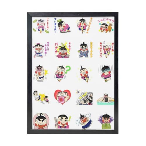 おぼっちゃまくん (3) 黒枠装飾画 30x40cm オフィス ポリ塩化ビニル製 カスタマイズ可 簡単設置