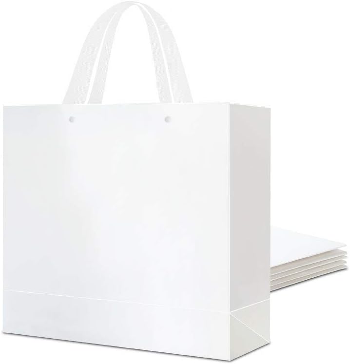 PACKHOME 6 Extra Large Gift Bags 17.5x6x16 Inches, White Premium Gift Bags with Handles for Gift Giving (Glossy White)