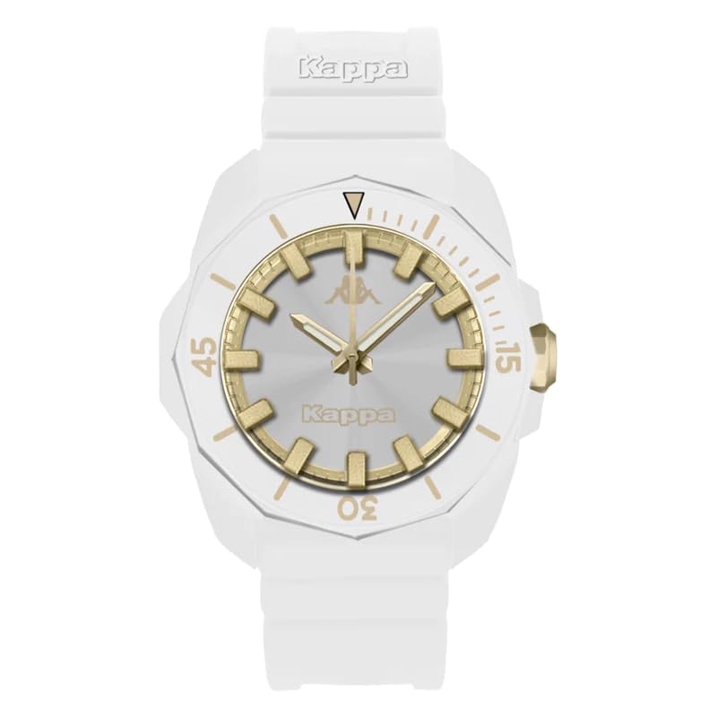 Montre Kappa K-Strong KW-096 unisexe en silicone blanc et or design elegant