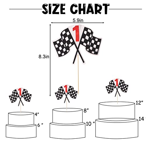 Racing Flags Cake Topper Any Age / Number - Glitter Race Car Cake Topper Happy Birthday Theme Cake Decor - Decorations For Racing Car Checkered Flag (Black Car Number Ct) #TOP1