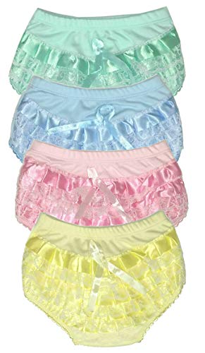 B-One Kids Baby Girls 100% Cotton Diaper Cover Bloomers 4 Pack (Size 4 (9-12 Months), Pastel)