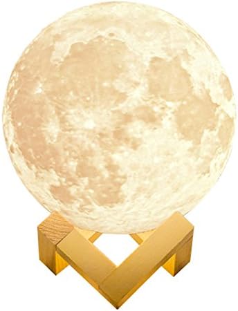 alphageex Realistic Luna Moon Lamp 5.9in 15cm 3D Printed Bedside LED Touch Sensor Dimmable Rechargeable Baby Nursery Lamp Kids Desk Lamp Novelty Cool Cute Lamp
