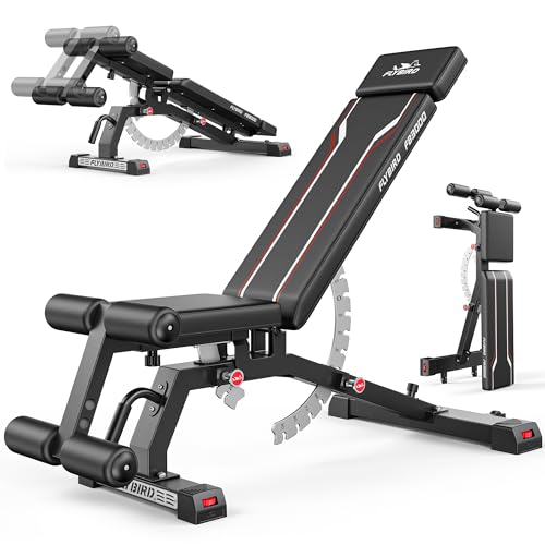 FLYBIRD 1200LBS Pro Adjustable Weight Bench, Heavy Duty Full Body Workout Bench Set Fits Users up to...