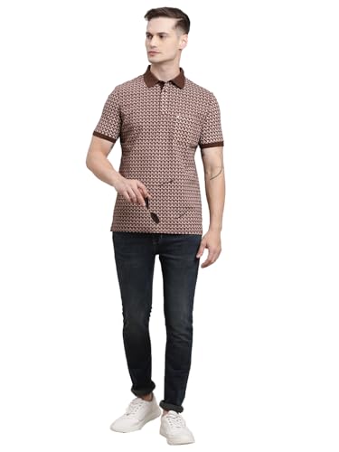 T-shirt turtle en coton extensible marron imprimé homme confortable