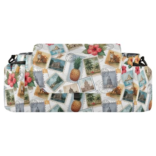 Burbuja Travel Postage Stamp Stroller Organizer with Insulated Cup Holders, Non-Slip Stroller Caddy Universal Fits Most Strollers, Nursery Accessories