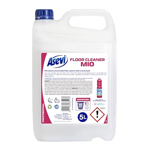 Asevi Fregasuelos Perfumado Duradero Mio - Friegasuelos Concentrado con Aroma Floral - Limpiasuelos con pH Neutro para Todo Tipo de Suelos, Incluso Superficies Delicadas - Envase de 5 Litros
