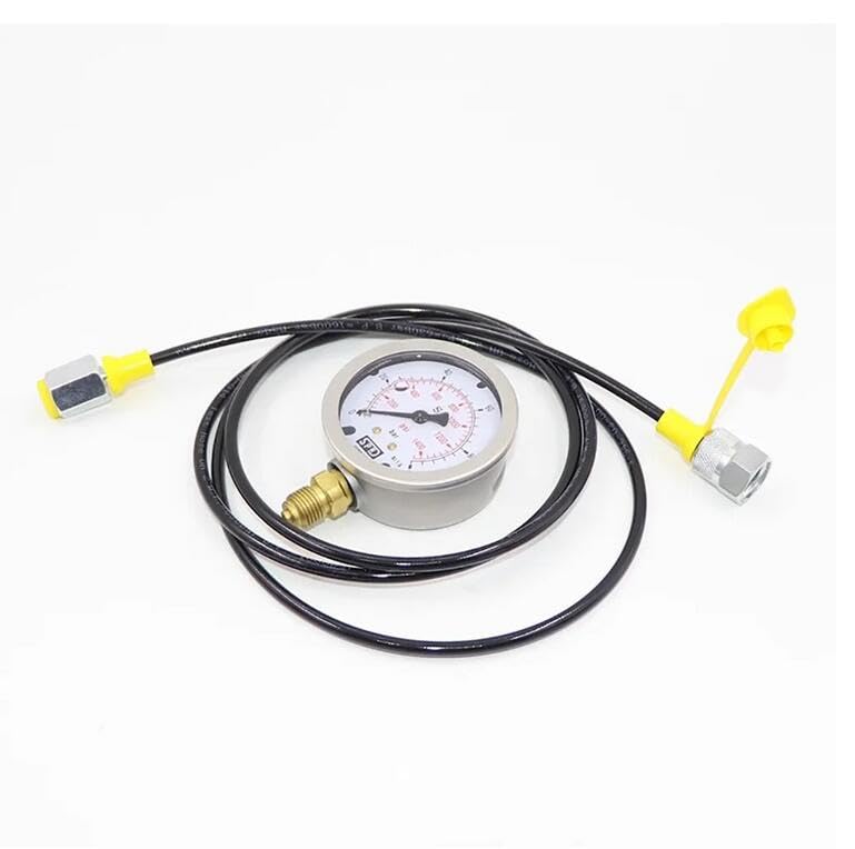 Manometro per Prova di Pressione idraulica dell'escavatore 0-600 Bar con Tubo Flessibile da 1,5 m Misuratore di Pressione della Pompa per macchinari Pesanti a Doppia Scala Radiale