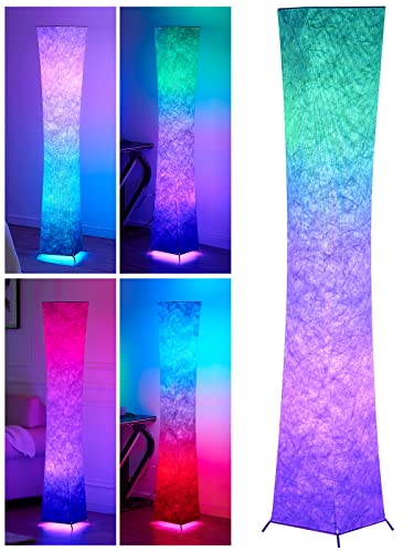 🔥 Crazy Deals Floor Lamp, chiphy 64" Tall Lamp, Dimmable and RGBW Color Changing LED Smart Bulbs and White Fabric Shade, with Remote Control, Standing Lamp for Living Room, Bedroom and Play Room (64 in, White)