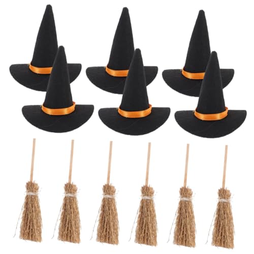 Mini chapeaux de feutre et balais compacts ORFOFE réutilisables d'Halloween