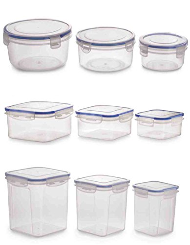 Image of Air Tight Container Set for Kitchen Round Container, Square Container, Square Container Combo of 9 Pieces, 100% Leak Proof, Durable 100% Toxic Free, Healthy