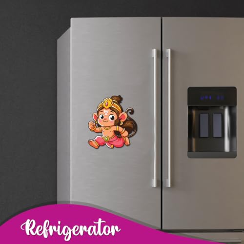 Image of Bhai Please Hanuman Wooden Fridge Magnet (Pack of 1) |Hindu God, Spiritual, Divine, Devotional, Housewarming Gift and Decorations