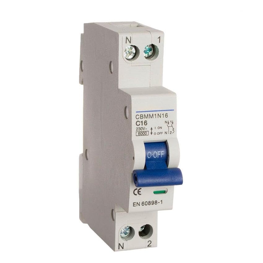 Magnetotérmico 1 Polo + Neutro 16A Retractilado, ideal para protección de circuitos eléctricos y seguridad en instalaciones domésticas.